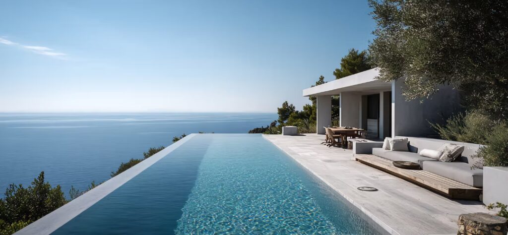 Villa avec piscine face à la mer